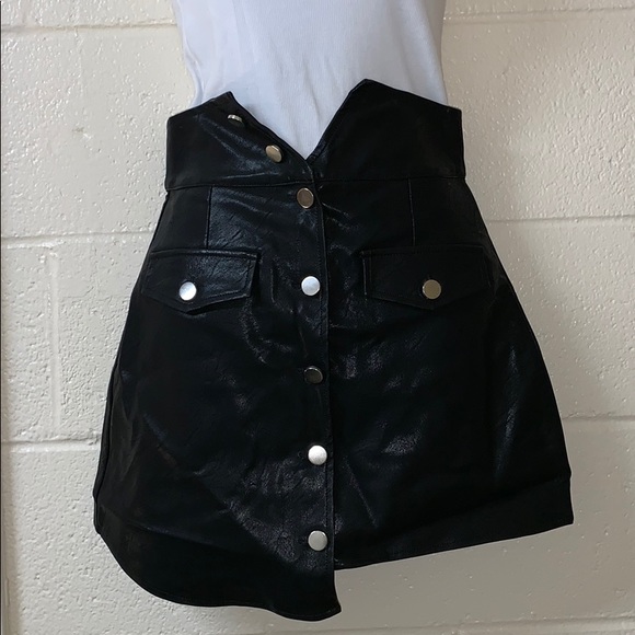 EGGIE Wicked Skirt Pleather High Waisted Black - Picture 6 of 8